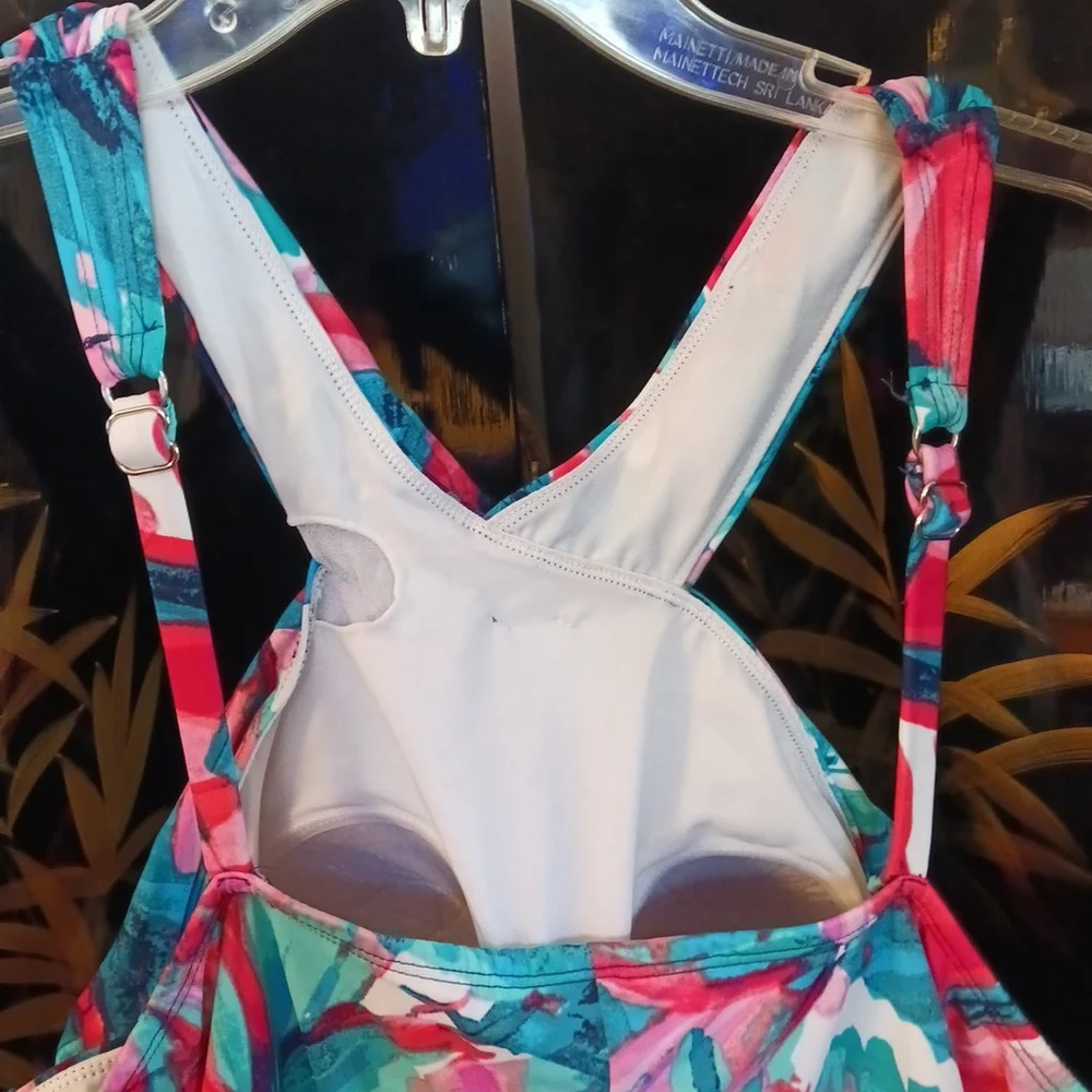 Coastal Blue One Piece Swimsuit 2X 20W-22W Abstract